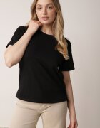 romee's Tricou Negru din Bumbac cu Spate Mai Lung și Decupaje Laterale Cordalea