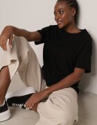 romee's Tricou Negru din Bumbac Tip Oversize Nedika