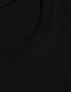 romee's Tricou Negru Striat Decorat pe Laterale cu Încrețituri Nedisa