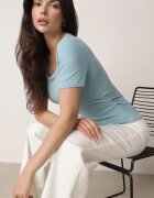 romee's Tricou Reiat Albastru Deschis Decorat cu încrețituri pe laterale Nedisa