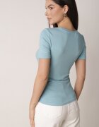 romee's Tricou Reiat Albastru Deschis Decorat cu încrețituri pe laterale Nedisa