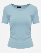 romee's Tricou Reiat Albastru Deschis Decorat cu încrețituri pe laterale Nedisa