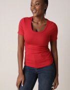 romee's Tricou Roșu Reiat Decorat pe Laterale cu Volănașe Nedisa