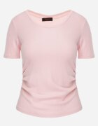 romee's Tricou Roz Reiat Decorat pe Laterale cu Încrețituri Nedisa