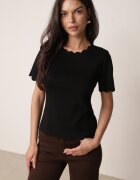 rosa Bluză din tricot neagră cu mânecă scurtă Bellalanie