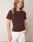 rosa Bluză Maro din tricot cu mânecă scurtă Bellalanie