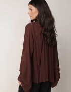 rosa Bluză oversize din șifon cu pliuri și guler înalt cu tip cravată Cornnella Maro
