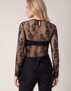 rosa Bluză tunică din dantelă transparentă cu motiv floral Triaka Neagră