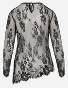rosa Bluză tunică din dantelă transparentă cu motiv floral Triaka Neagră