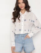 rosa Cămașă Albă De Bumbac Decorată Cu Broderie Izana