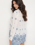 rosa Cămașă Albă De Bumbac Decorată Cu Broderie Izana