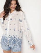 rosa Cămașă Albă De Bumbac Decorată Cu Broderie Izana