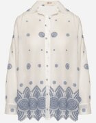 rosa Cămașă Albă De Bumbac Decorată Cu Broderie Izana