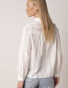 rosa Cămașă Albă Rustică din Bumbac cu Guler tip Tunică și Inserții de Dantelă Felielia