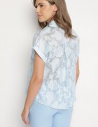 rosa Cămașă Albastră deschisă cu Mânecă Scurtă și Model Floral Froena