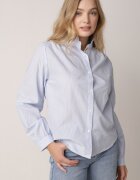 rosa Cămașă Albastră din bumbac cu guler tunica cu volan și broderie la nasturi Umaria