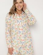rosa Cămașă Bej din Bumbac cu Motiv Floral Nilarienne