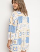 rosa Cardigan Albastru de Bumbac cu Model Ajurat Zivisse