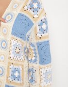rosa Cardigan Albastru de Bumbac cu Model Ajurat Zivisse