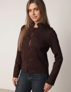 rosa Cardigan din vâscoză în stil Napoleonka cu guler tip tunică Biugge Maro