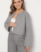 rosa Cardigan Gri descheiabil din viscoză decorat cu nasturi Asitta