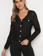 rosa Cardigan Negru încheiat cu nasturi cu fir metalic Stamana