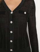 rosa Cardigan Negru încheiat cu nasturi cu fir metalic Stamana