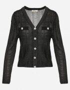 rosa Cardigan Negru încheiat cu nasturi cu fir metalic Stamana