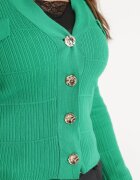 rosa Cardigan Verde cu nasturi cu cusături Zennita