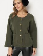 rosa Cardigan Verde cu Viscoză cu Nasturi Fannith