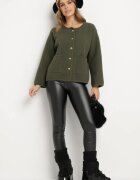 rosa Cardigan Verde cu Viscoză cu Nasturi Fannith