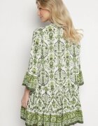 rosa Evazată Rochie Verde cu vâscoză cu Model Ornamental Ravapia