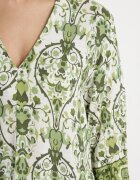rosa Evazată Rochie Verde cu vâscoză cu Model Ornamental Ravapia