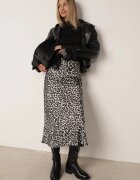 rosa Fustă Alb-Negru cu imprimeu leopard cu talie înaltă și elastic în talie Dimimas