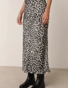 rosa Fustă Alb-Negru cu imprimeu leopard cu talie înaltă și elastic în talie Dimimas