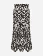 rosa Fustă Alb-Negru cu imprimeu leopard cu talie înaltă și elastic în talie Dimimas