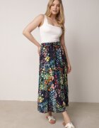 rosa Fustă Cloș Bleumarin cu Model Abstract din Viscoză Assenila