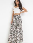 rosa Fustă cloș maxi Negru-Roz din bumbac legată cu șnur Sedja