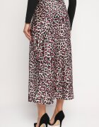 rosa Fustă Fucsia-Neagră cu imprimeu leopard cu talie înaltă și talie elastică Dimimas
