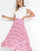 rosa Fustă Fucsia Plisată de satin Maxi Raimena