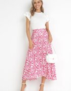 rosa Fustă Fucsia Plisată de satin Maxi Raimena