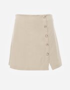rosa Fustă-pantaloni scurți cu bumbac croi trapez cu nasturi în lateral Baccite Bej