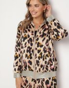 rosa Geacă Bomber Bej și Roz cu imprimeu leopard cu elastic Irira