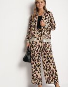 rosa Geacă Bomber Bej și Roz cu imprimeu leopard cu elastic Irira