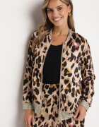 rosa Geacă Bomber Bej și Roz cu imprimeu leopard cu elastic Irira