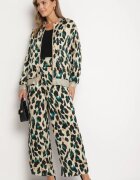 rosa Geacă Bomber Bej-Verde cu imprimeu leopard cu finisaje elastice Irira