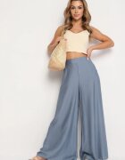 rosa Pantaloni albastri largi cu elastic în talie și buzunare la șolduri Boulia