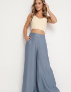 rosa Pantaloni albastri largi cu elastic în talie și buzunare la șolduri Boulia