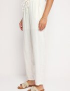 rosa Pantaloni Albi din bumbac cu elastic în talie și cu picioare drepte Olalla