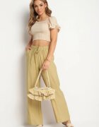 rosa Pantaloni Bej cu elastic în talie Angelona